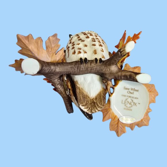 Vintage Lenox Saw Whet Owl on Maple Branch Hand Crafted Porcelain - Picture 8 of 9